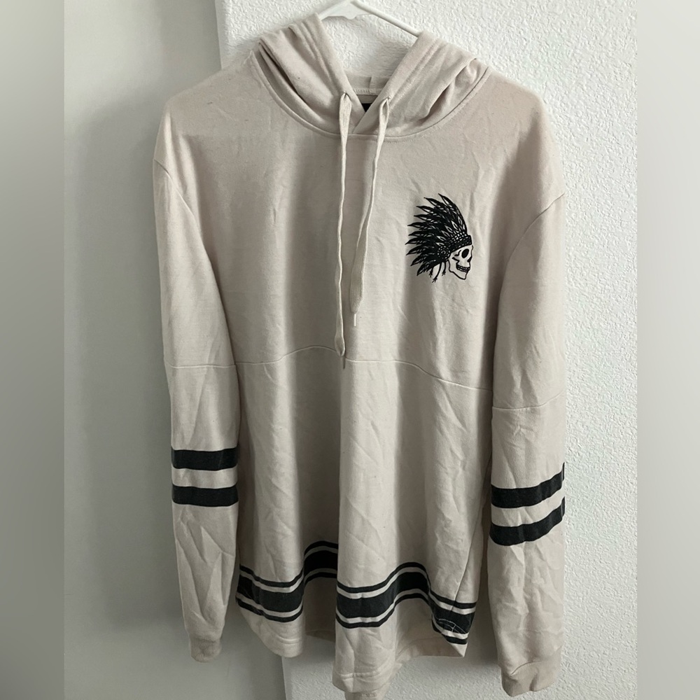 Men's Beige Hoodie with Black Stripes